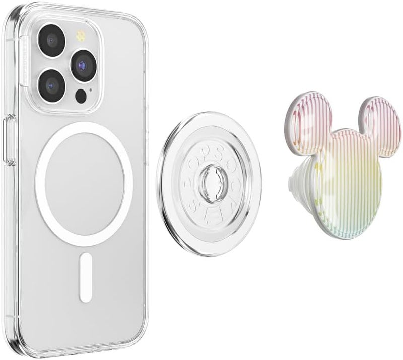POPSOCKETS قبضة هاتف لمغناطيس ماج سيف مع حامل، حامل مغناطيسي، قمة قابلة للتبديل، قبضة آمنة لجرابات آيفون ماج سيف، قبضة هاتف وجهاز لوحي، ديزني - شيربرت ميكي المخطط - Image 1